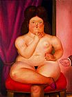 Fernando Botero Canvas Paintings - Mujer sentada 02